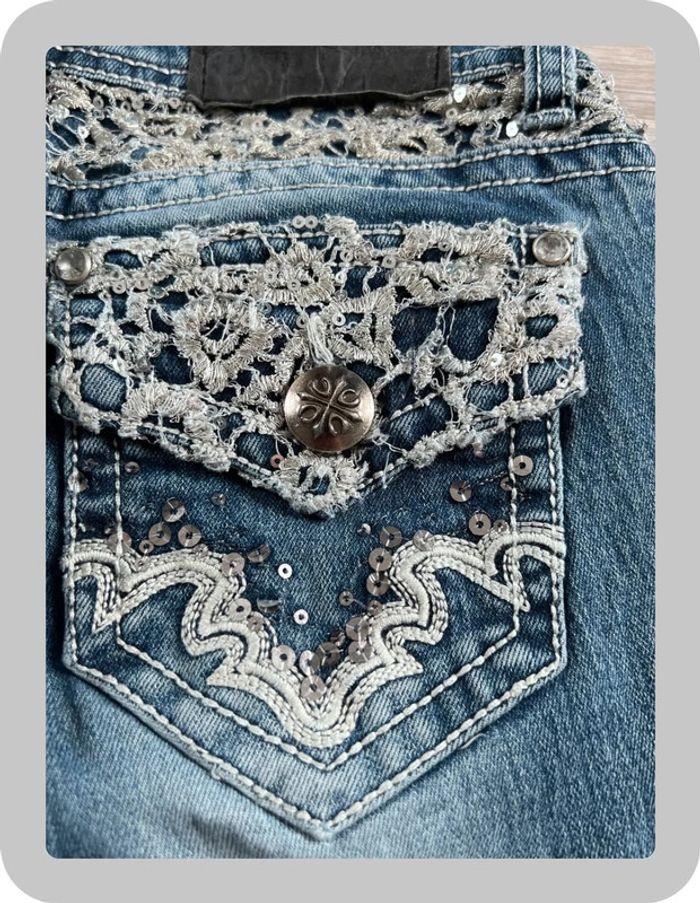 🩳 Short vintage brodé en jean  Bleu Taille XXS 🩳 - photo numéro 10