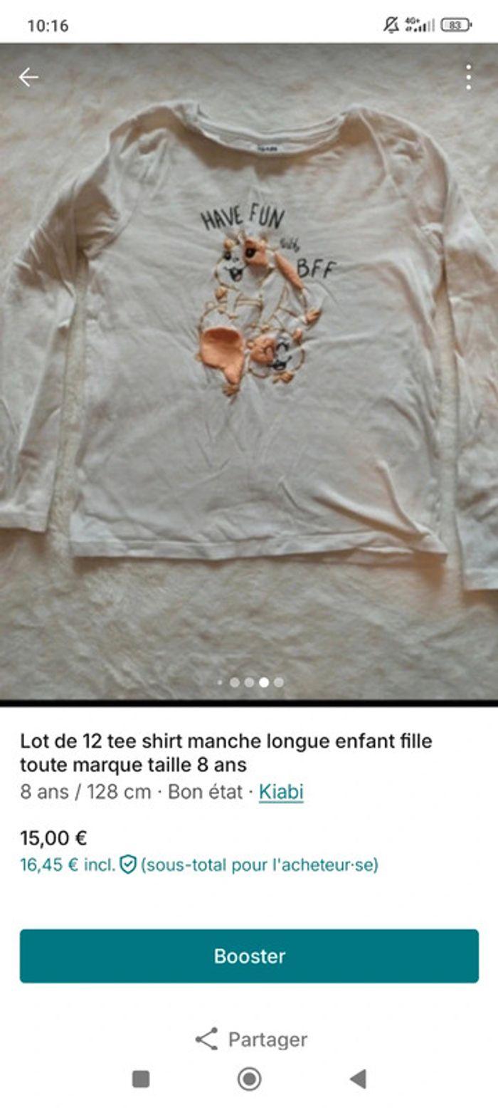 Lot de tee shirt manche longue  enfant fille toute marque taille 08 ans - photo numéro 11