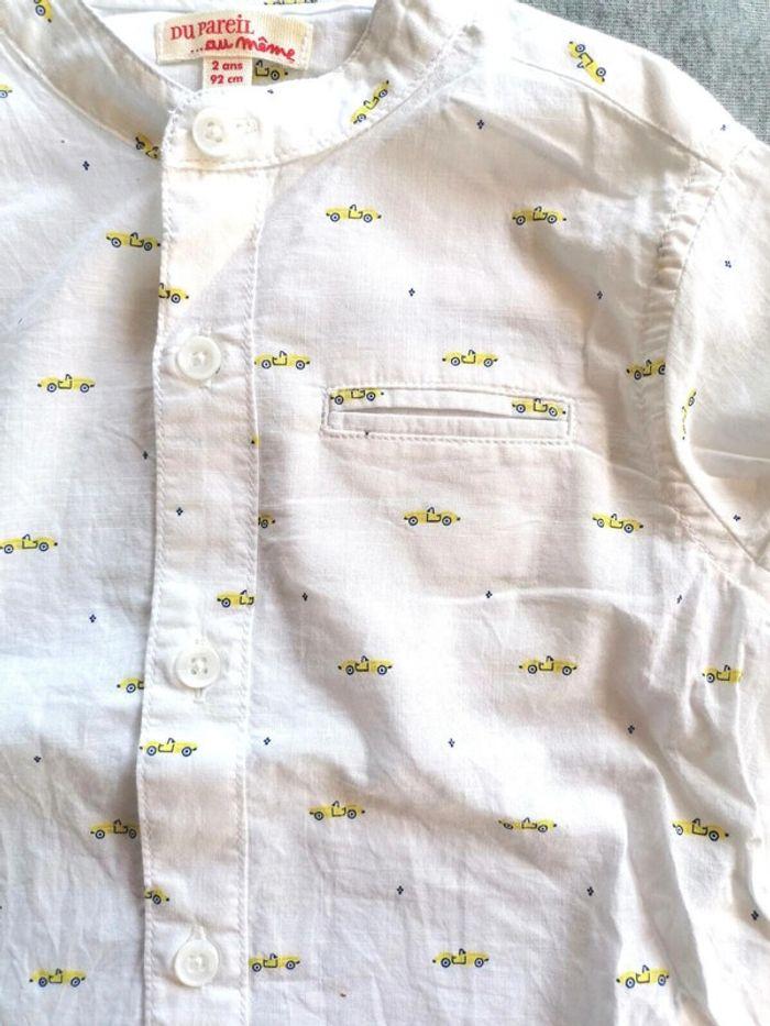 Chemise manches longues, col mao, voiture, blanc/jaune, Du pareil au même, 2ans, - photo numéro 4