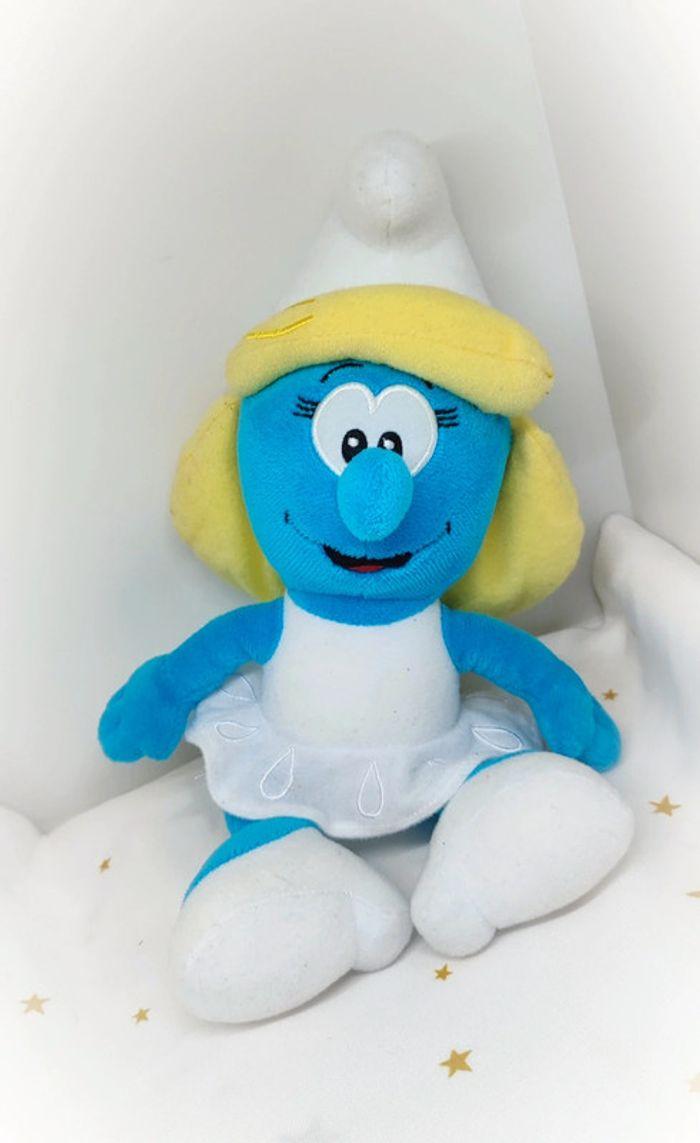 2016 Peluche doudou Schtroumpfette fille girl robe blanche blanc white smurfs peyo - photo numéro 1