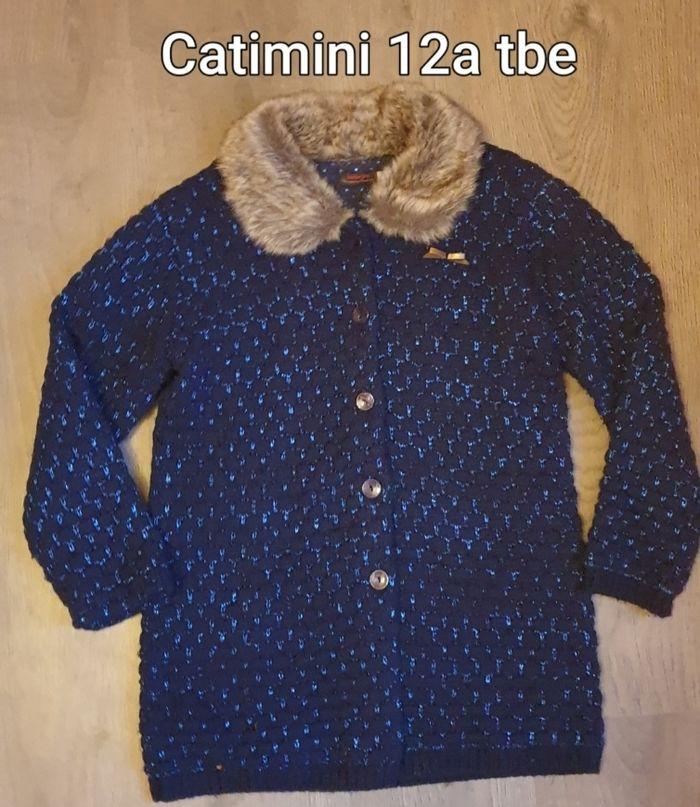 Manteau gros gilet marine avec col fourrure Catimini grand 12 ans tbe - photo numéro 1