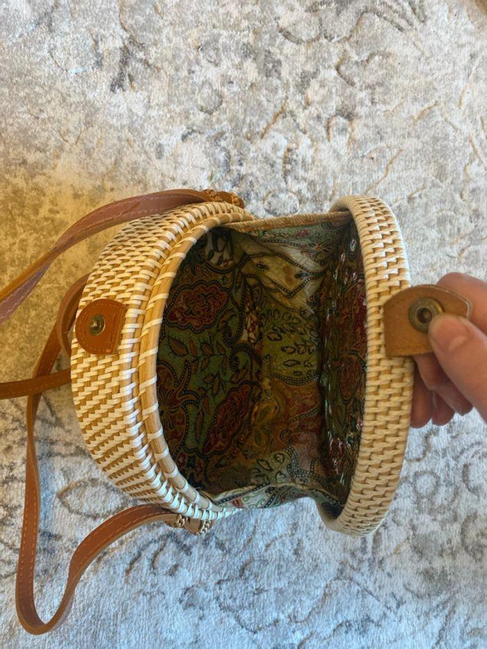 Sac bandoulière balinais avec rosace beige - photo numéro 3