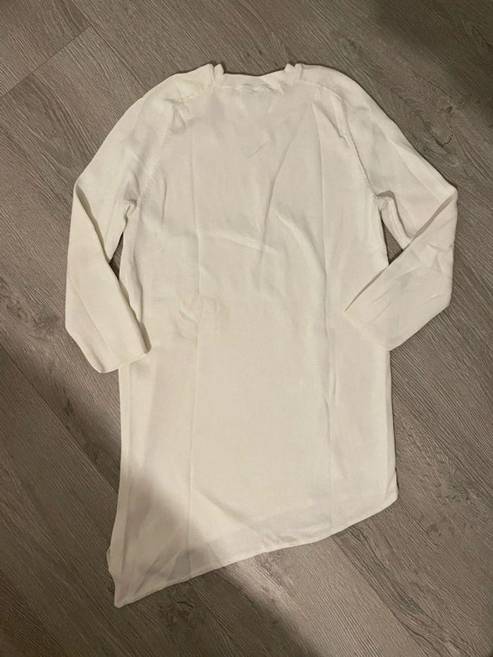 Pull manches 3/4 blanc bas asymétrique en pointe Zara taille M - photo numéro 3