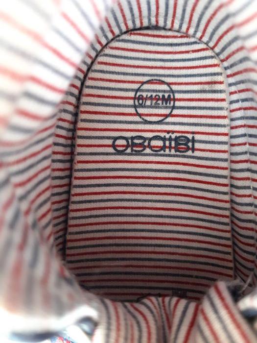 Basket jeans Bleu OBAIDI bébé 6 à 12 mois, taille 18, mix matières, tissu imprimé et lacet avec moti - photo numéro 5