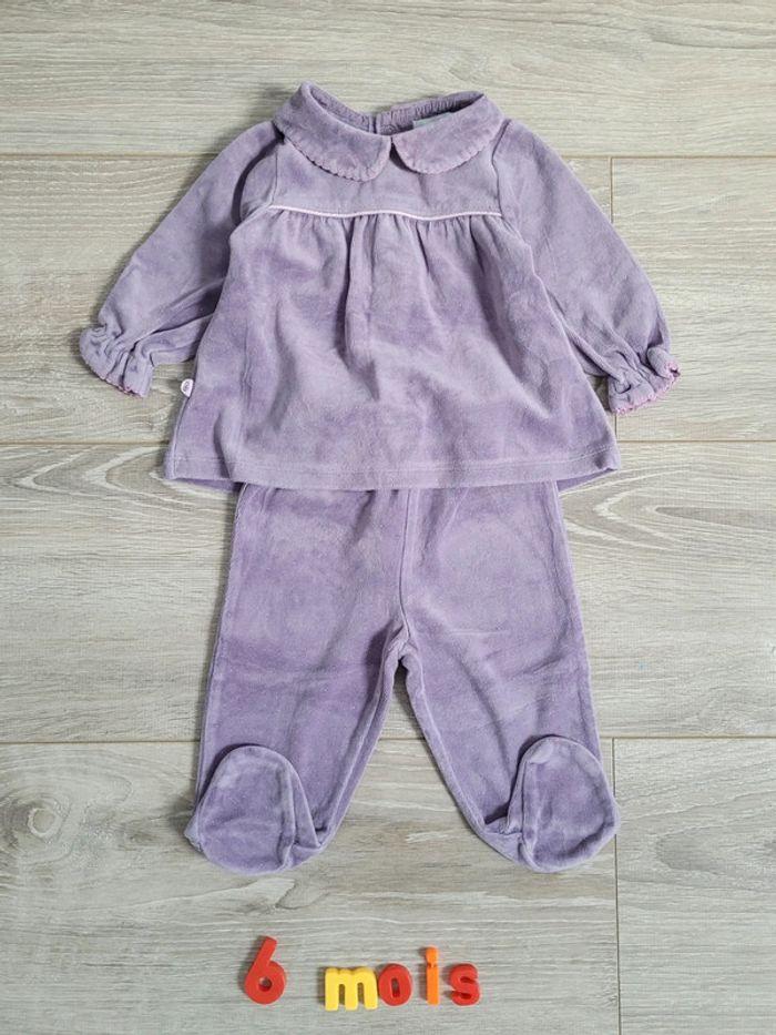 Pyjama velours 2 pièces fille Obaïbi 6 mois - photo numéro 1