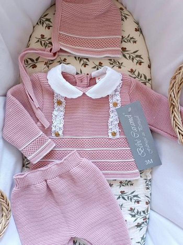 Ensemble complet vieux rose avec details 3 mois Bébé Caramel - photo numéro 4