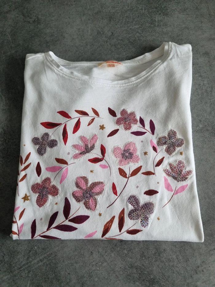 T-shirt à manches longues fille - blanc et rose - 12 ans - DPAM - photo numéro 5