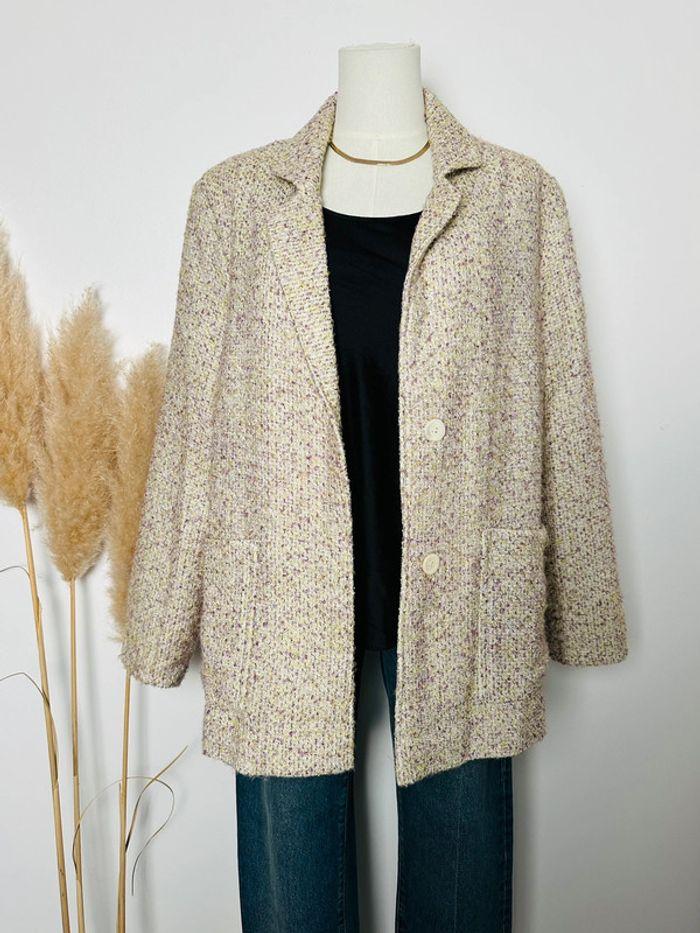 🌸Veste vintage - style tweed violet vert 🌸 - photo numéro 1