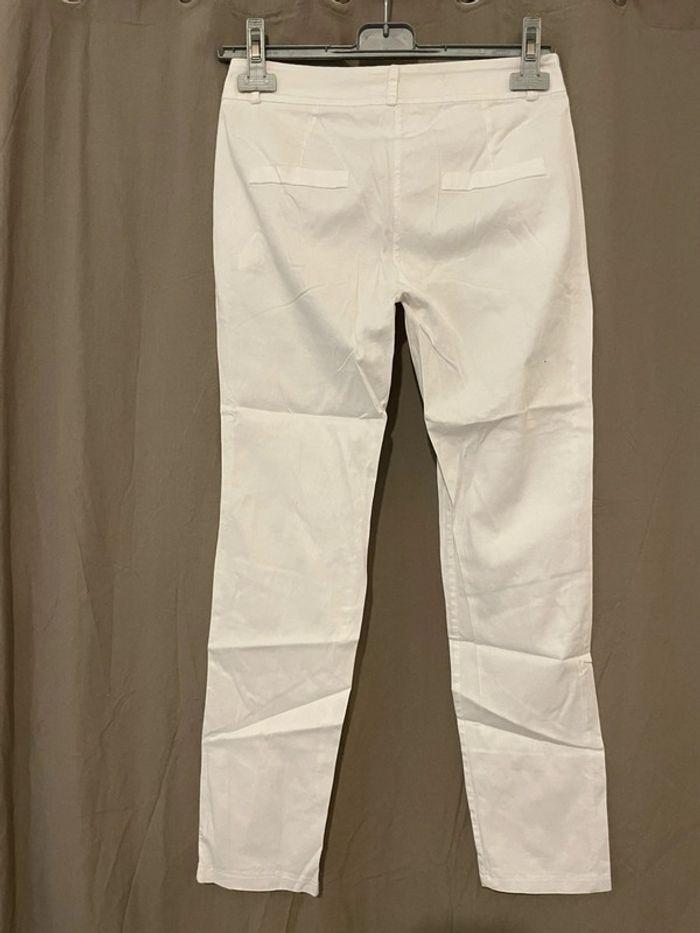 Pantalon blanc style chino taille haute coupe courte 7/8 neuf sapotille taille S - photo numéro 5