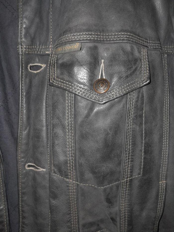 Blouson en cuir doublé vintage Vent couvert taille S - photo numéro 3