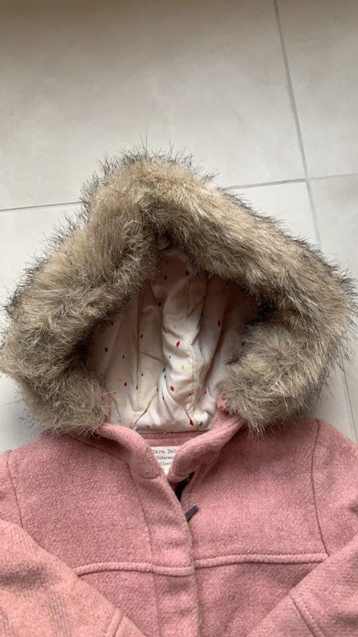 Manteau à capuche rose, zara baby, 3-4 ans en bon état - photo numéro 3