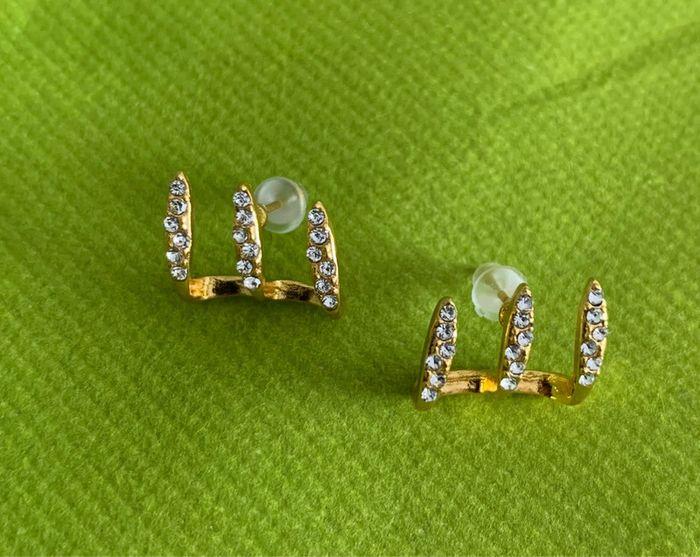 Boucles d’oreilles originales strass en acier inoxydable doré - photo numéro 1