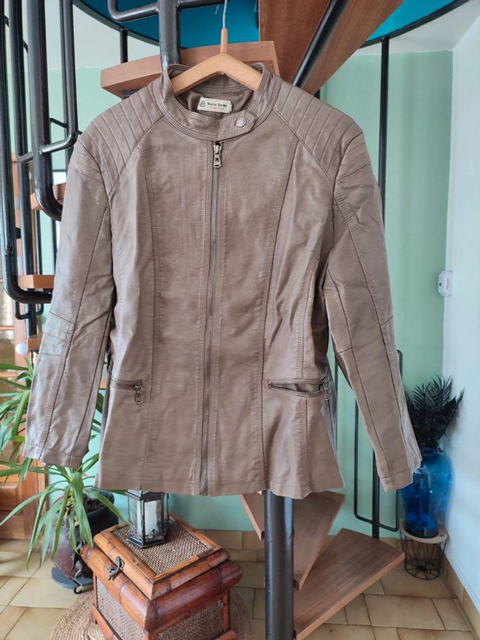 Veste en cuir marron beige vintage T2 nana belle - photo numéro 1