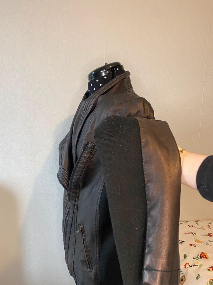 Veste similicuir bi matière marron brillant et noir M&S Mode taille 3XL / 46 - photo numéro 6