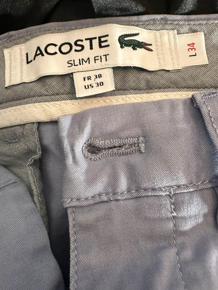 Pantalon toile Lacoste bleu ciel taille 38 - photo numéro 7