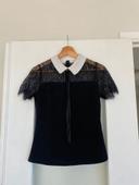 Blouse col Claudine noir et blanc