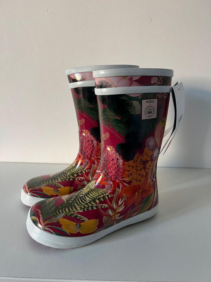 Bottes pluie aigle fleurs roses 26 pour fille - photo numéro 2