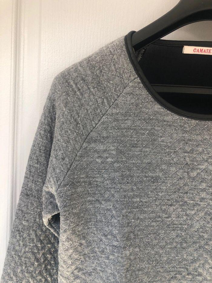 Pull gris bi matière camaïeu taille 1 - photo numéro 2