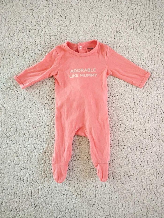 Pyjama rose corail 'Adorable like mummy' T1M Kiabi - photo numéro 1