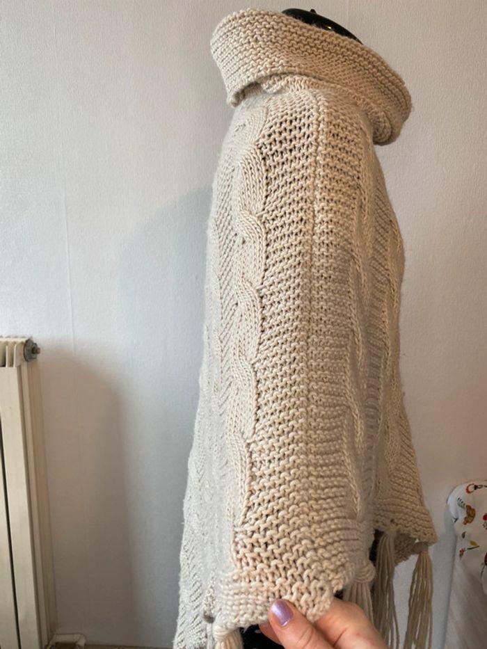 Poncho en maille tressée crème Dandara taille L / 40 - photo numéro 5