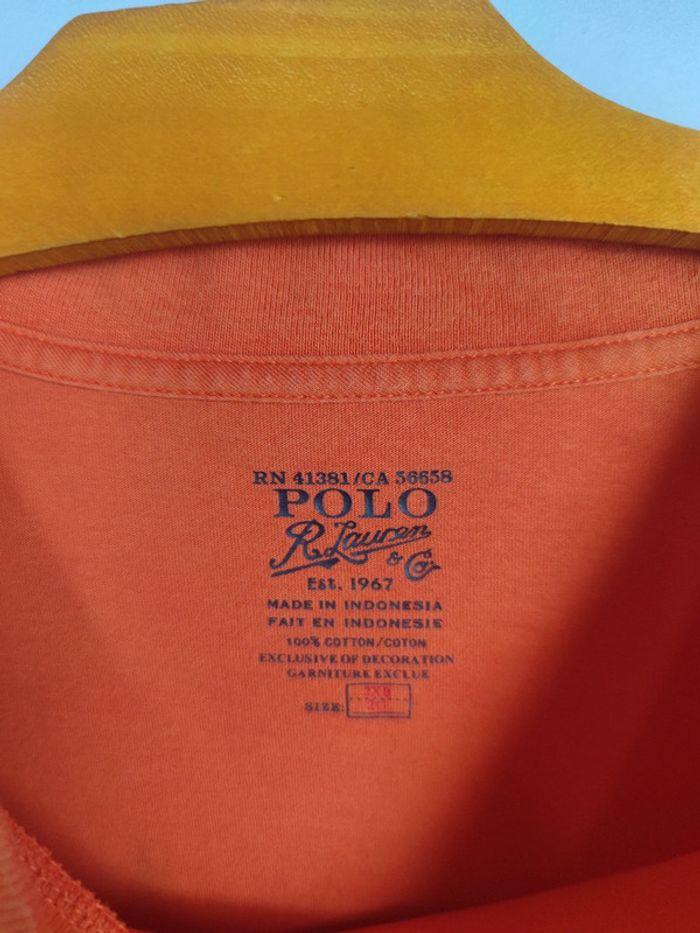 T-shirt Ralph Lauren Orange Logo Brodé Bleu Électrique Taille 2XL Homme - photo numéro 3