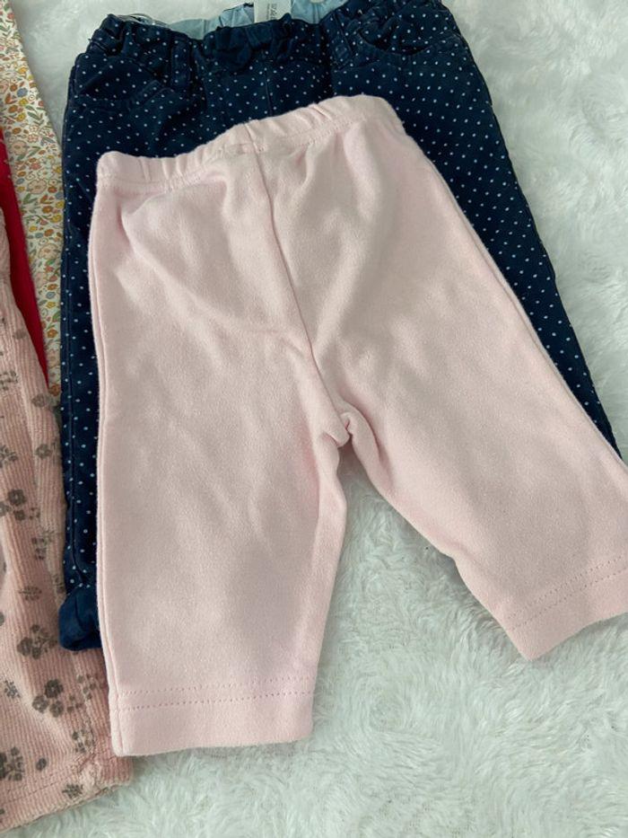 lot de 6 Leggins pantalon fille rose rouge marine 3 mois fleurs etoiles tbe - photo numéro 3