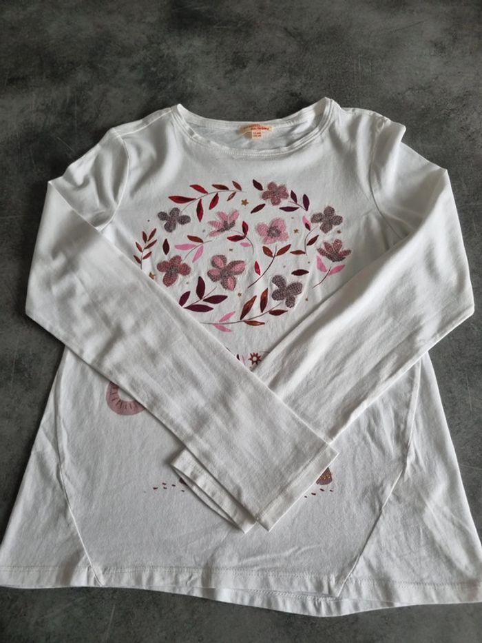 T-shirt à manches longues fille - blanc et rose - 12 ans - DPAM - photo numéro 7