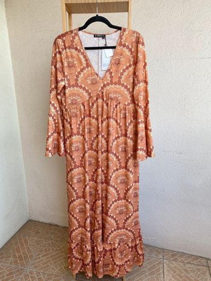 Robe longue Sheilay tons orangers Taille L - photo numéro 2