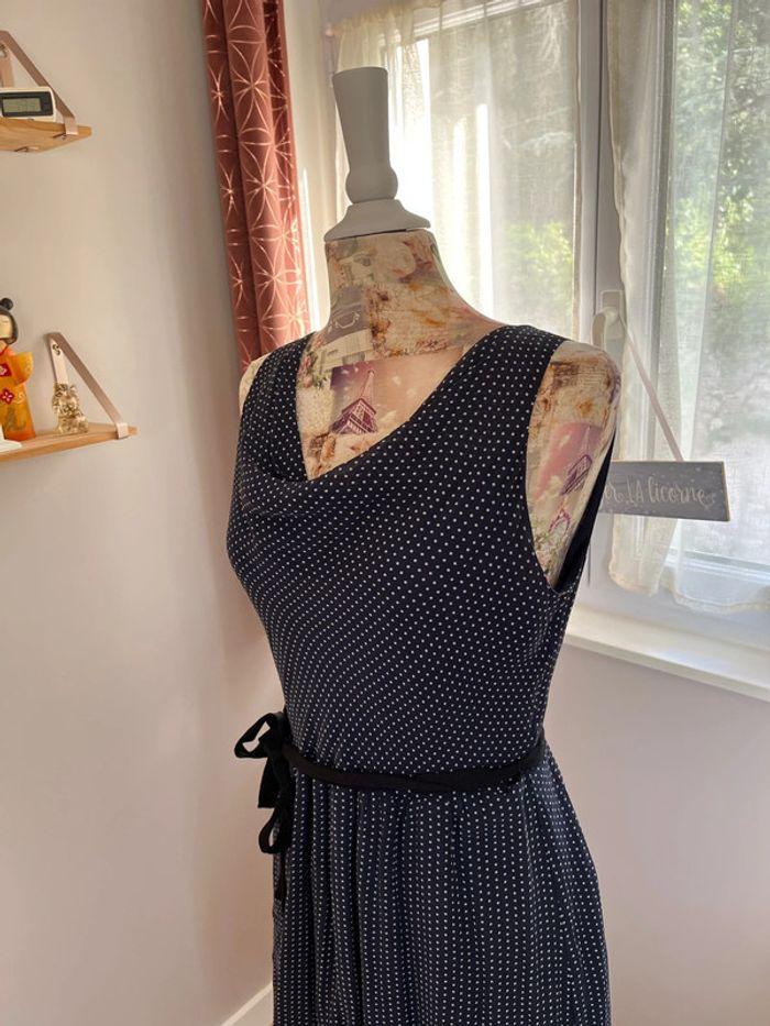 Robe soie midi Maison 123 à pois bleue marine T38 - photo numéro 2