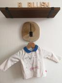 T-shirt manches longues blanc col Claudine bleu, Billie Blush, 9 mois