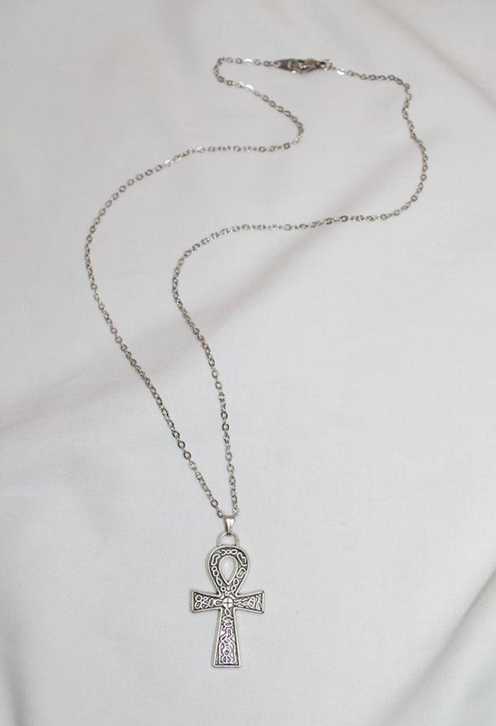 Joli collier pendentif avec croix égyptienne Ankh argent - photo numéro 2