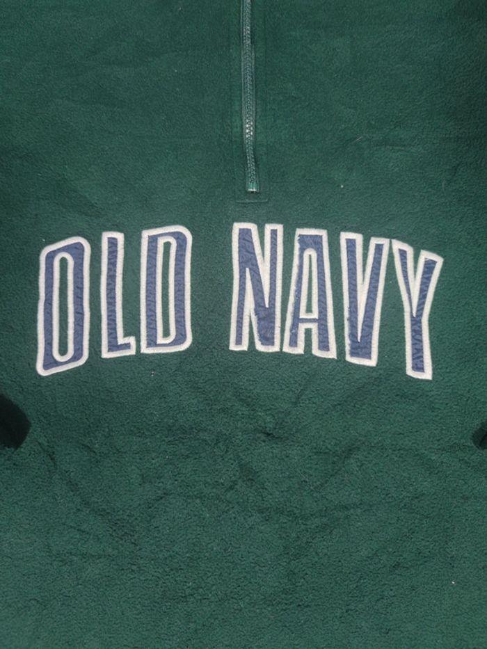 Veste Half Zip Old Navy Vert Sapin Logo Brodé Bleu Marine Taille XL Homme - photo numéro 3