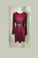 Robe en velours bordeaux a rayures argentées femme taille 38/40 , M/ L 🖤