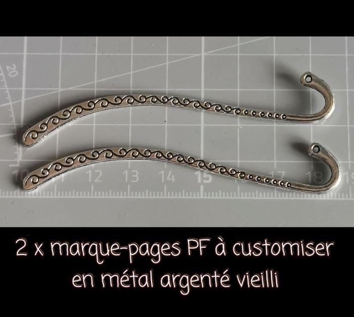 2 x marque-pages PF à customiser en métal argenté vieilli - photo numéro 1