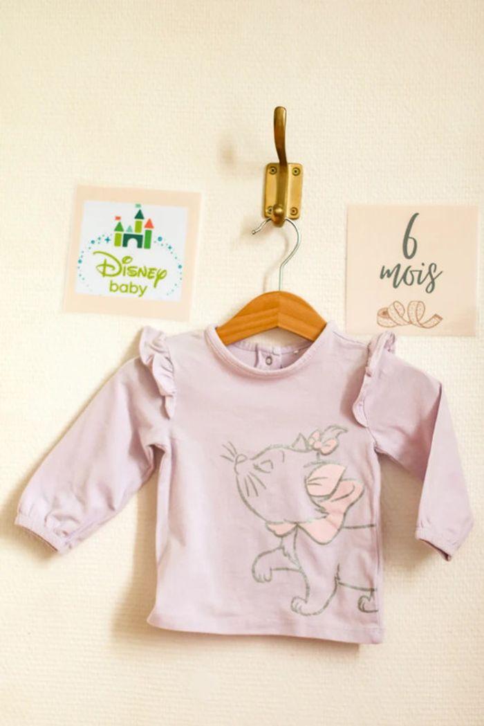 T-shirt manches longues mauve pâle Marie, Disney, 6 mois - photo numéro 1