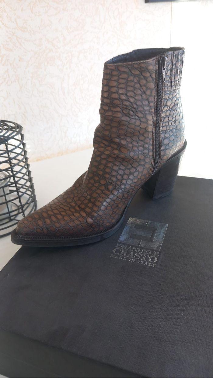 Bottines cuir écailles marron 39 - photo numéro 3