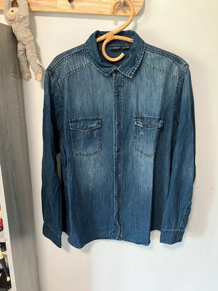 Veste en jeans XL effet délavée - photo numéro 1