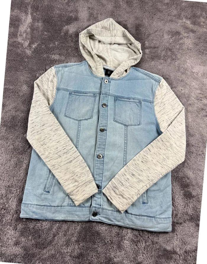 👕 Veste en Jeans avec capuche vintage y2k Bleu Clair Taille S 👕 - photo numéro 1