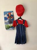 Déguisement 2 pièces machiniste robe et casquette  béret rouge et bleu taille 3/4 ans (0224)