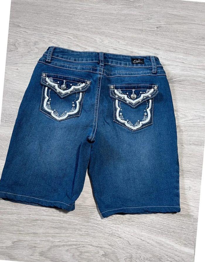 🩳 Short vintage brodé en jean Earl Jean Bleu Taille XS 🩳 - photo numéro 1