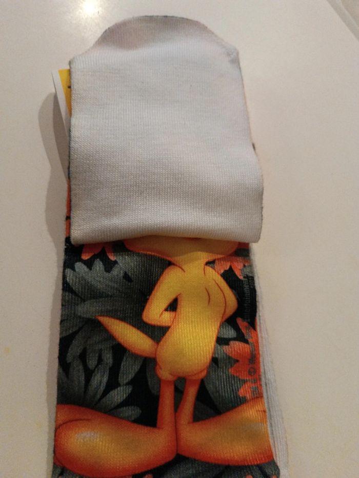 Chaussette sock 36 41 titi tweety Warner Looney Tunes toons fleur flower cartoon orange gris noir - photo numéro 4