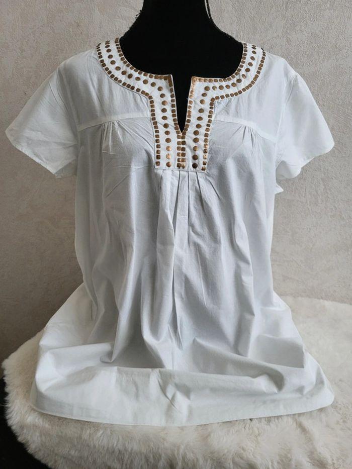 Blouse coton blanc doré taille 50 - photo numéro 2