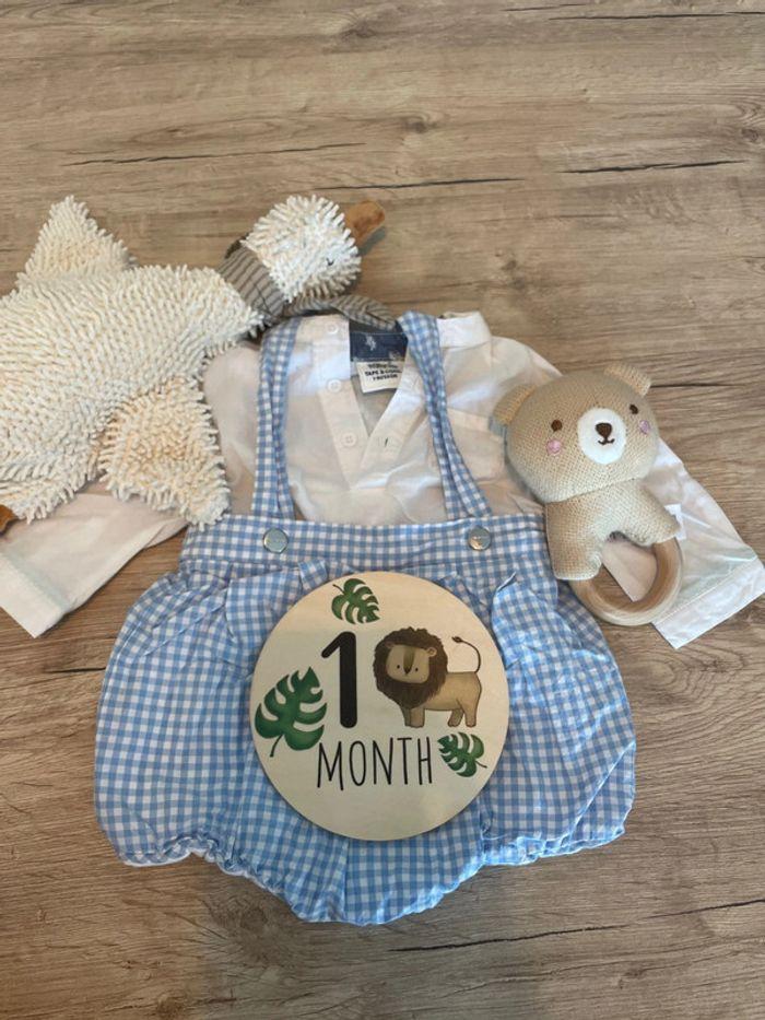 Ensemble tenue jacadi bloomer 3 mois et chemise TAO 1 mois - photo numéro 1