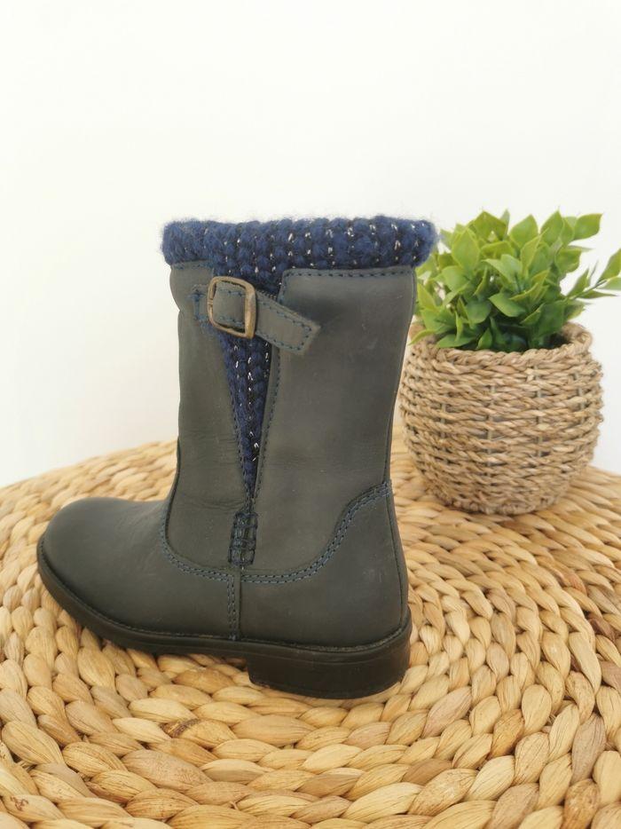 Bottes en cuir effet tricot Vertbaudet Pointure 26 - photo numéro 3