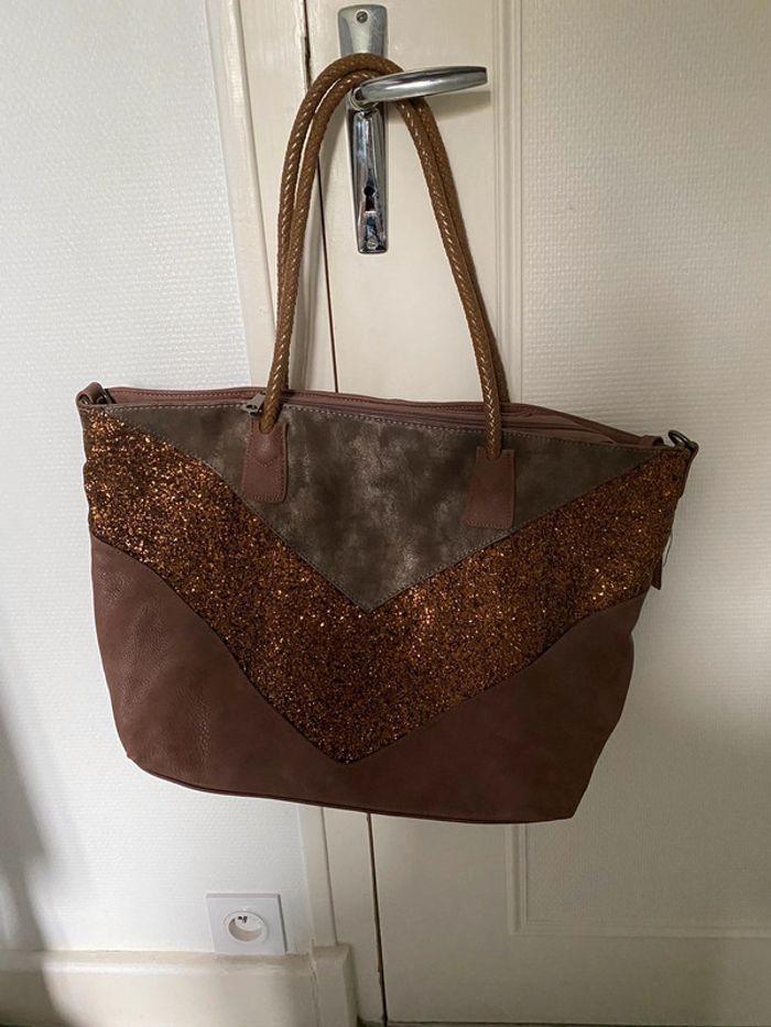 Sac marron à paillettes - photo numéro 2