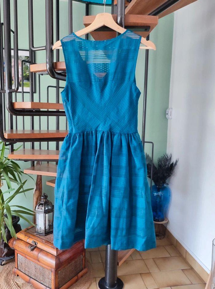 Jolie robe bleu patineuse voilage et dentelle camaïeu 36 - photo numéro 6