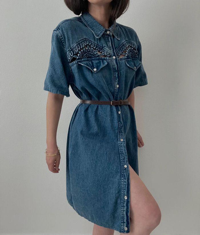 Robe chemise denim ajouré - photo numéro 14