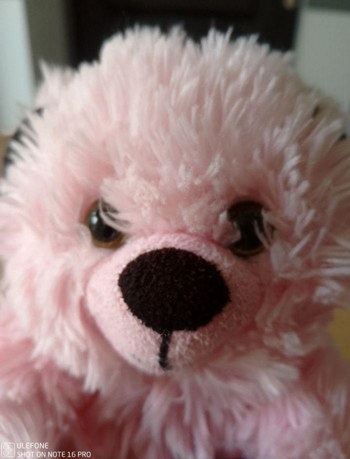 Nounours peluche rose bébé fille Love - photo numéro 4