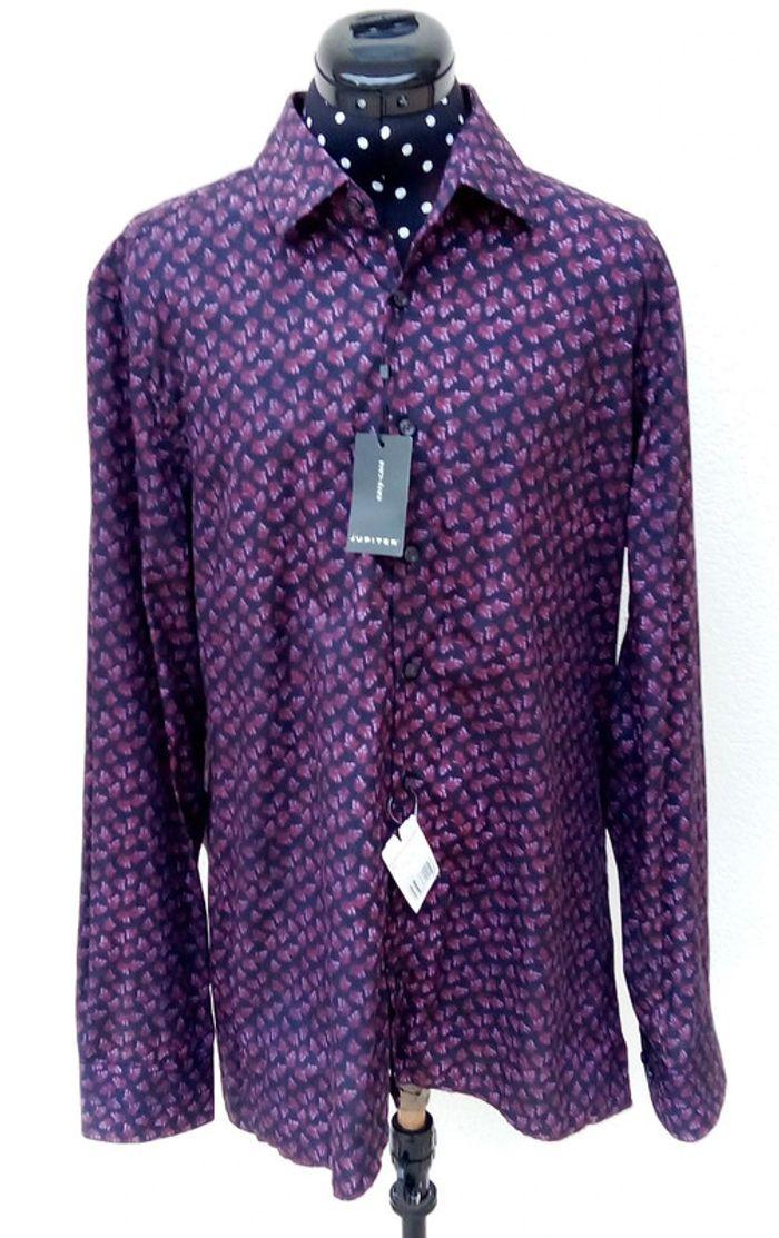 Chemise manches longues bordeaux à motifs Jupiter taille L - photo numéro 2