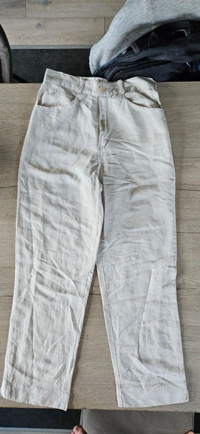 Pantalon beige en lin/viscose, Cicerone, taille 38, nickel - photo numéro 1